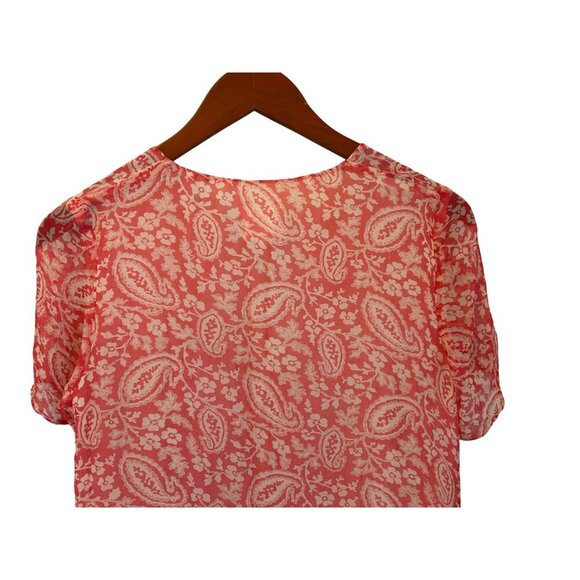 Pablo Dress Red Paisley & Floral Short Sleeve Buttoned Midi Summer  Size 36 - Picture 8 of 10